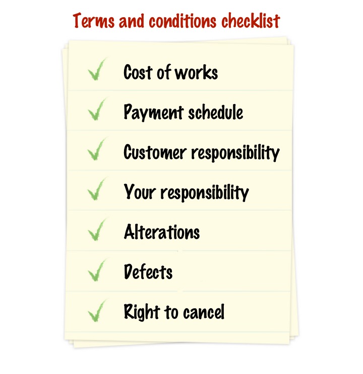 Checklist for service business terms